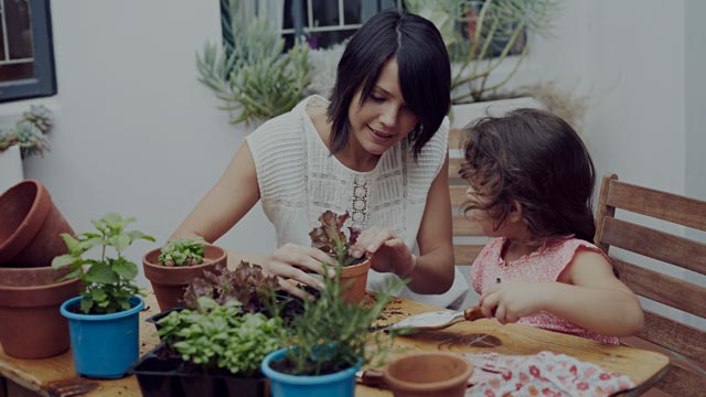 mother and daughter potting plants small overlay